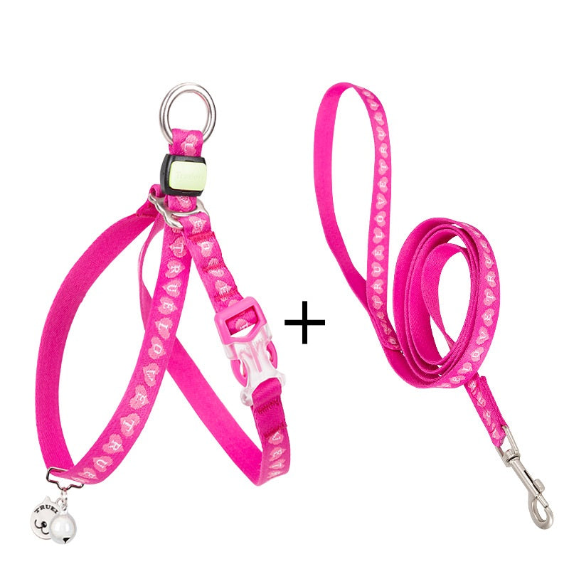 Pet Bell Chest Harness Vest Leash Walking Set