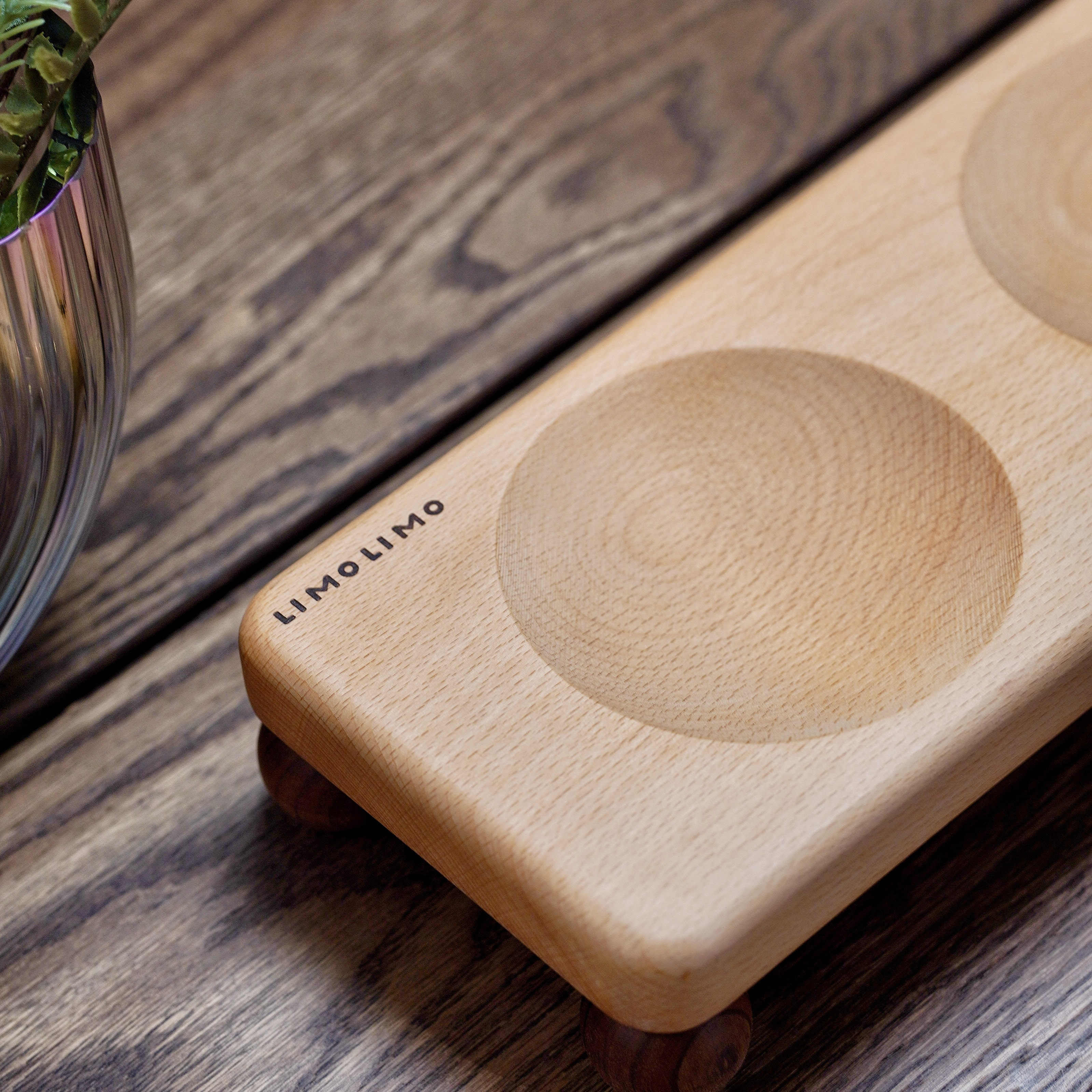 Pet Solid Wood Ceramic Feeding Bowl Suit
