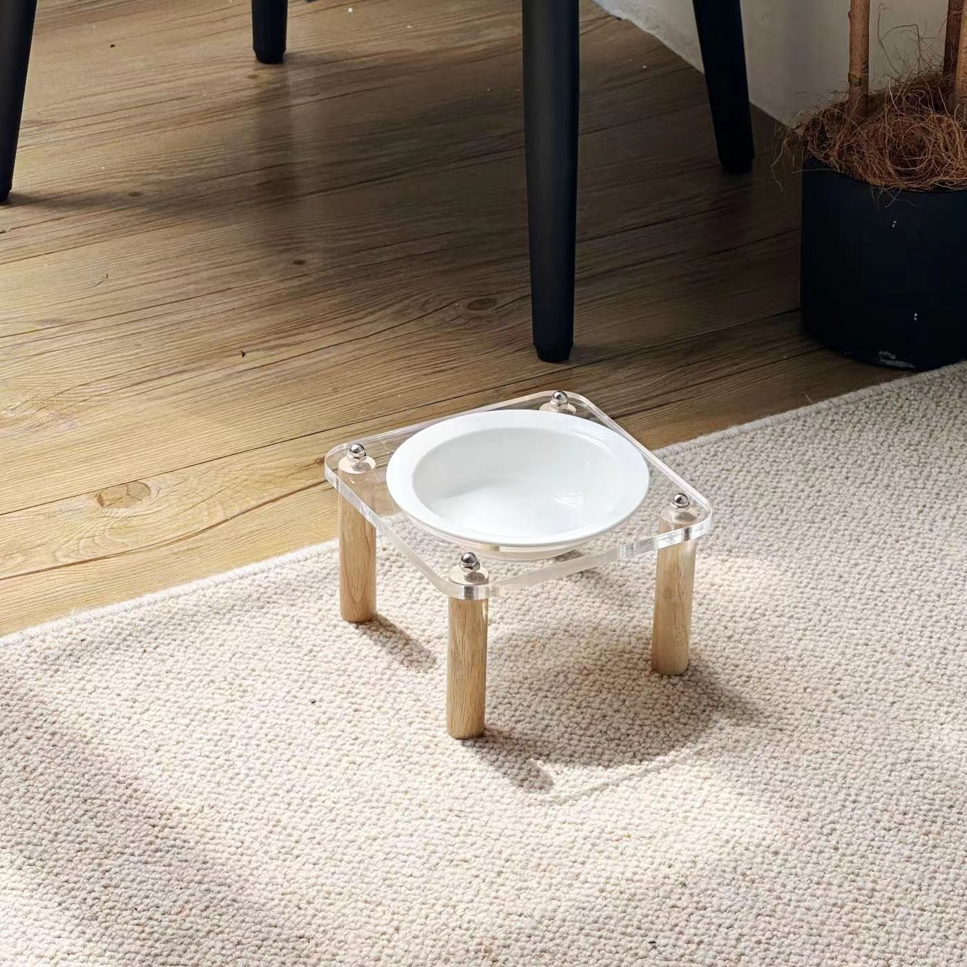 Anti Tumble Ceramic Double Bowl Pet Feeder With Elevated Stand