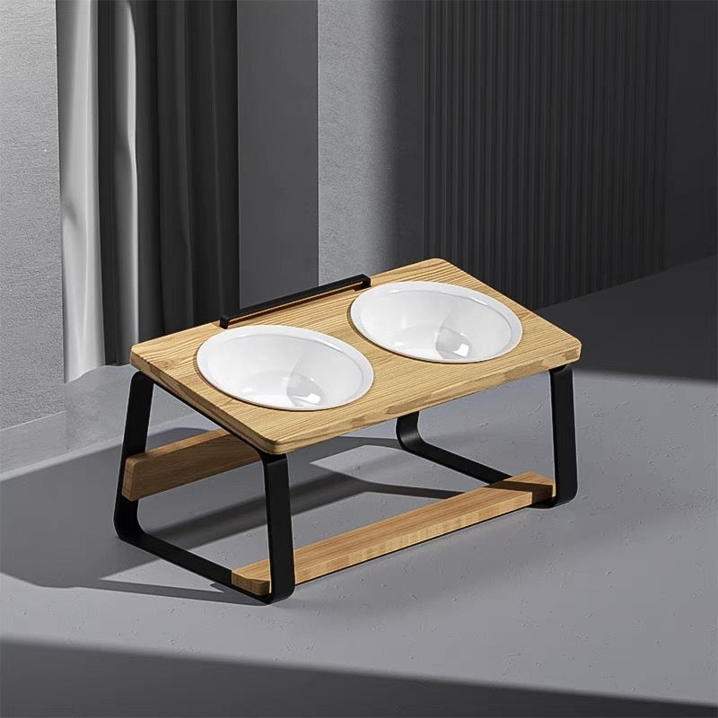 Ceramic Double Pet Bowl With Cervical Spine Support Hol