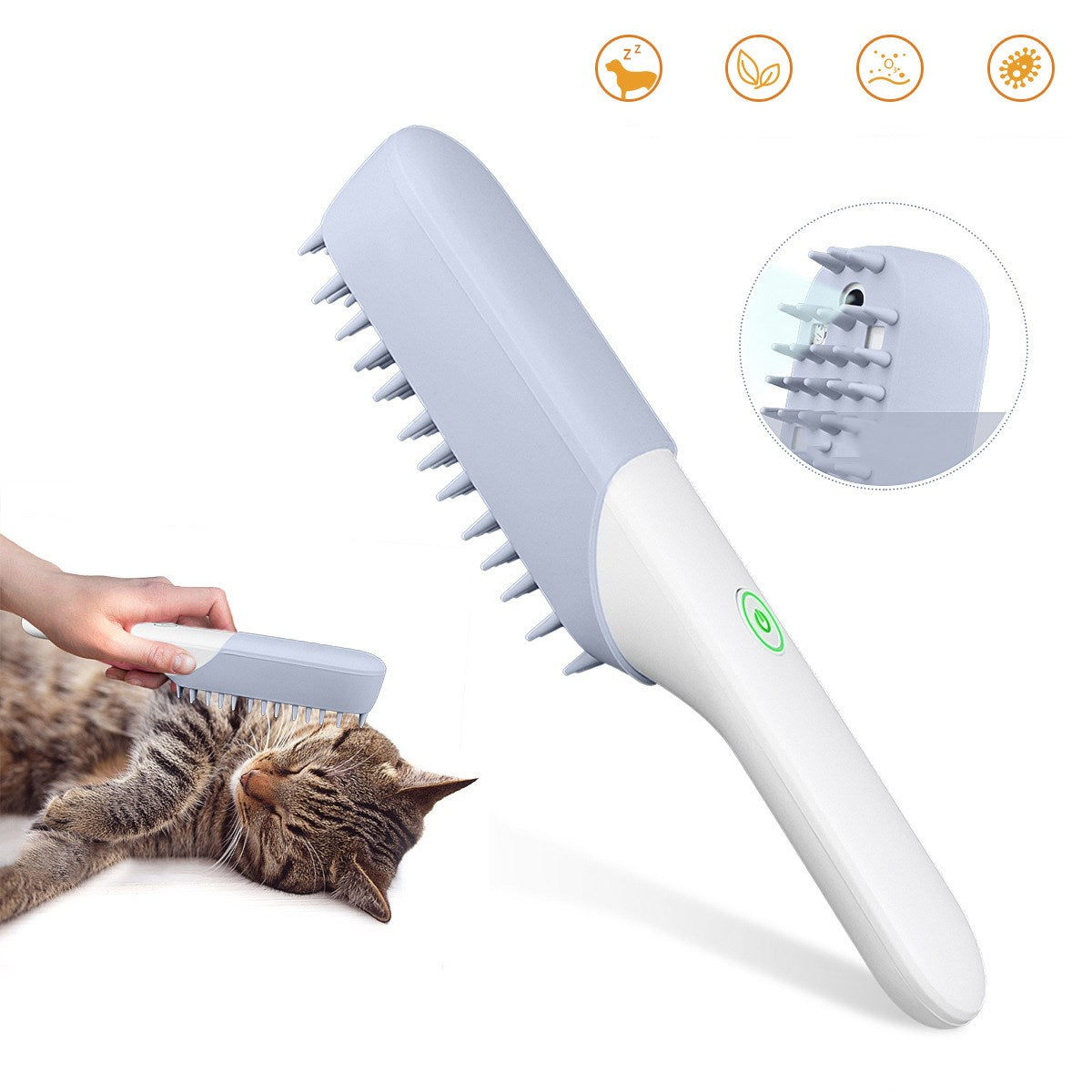 Silicone Pet Massage Brush Deodorizing Grooming Comb Fur Removal Tool