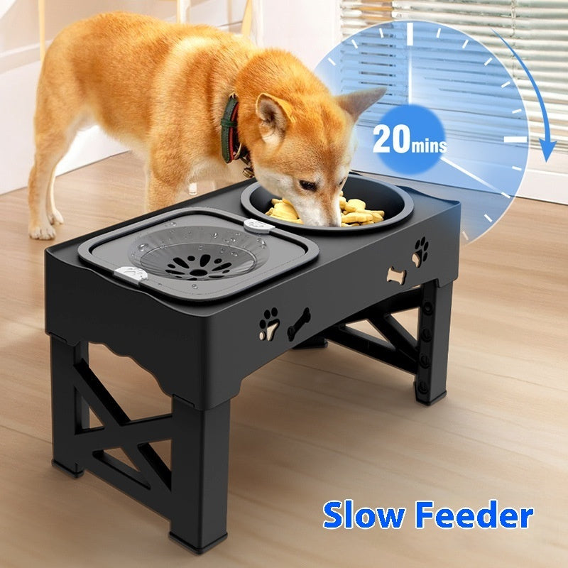 Pet Stainless Steel Double Bowl Feeder Stand Suit