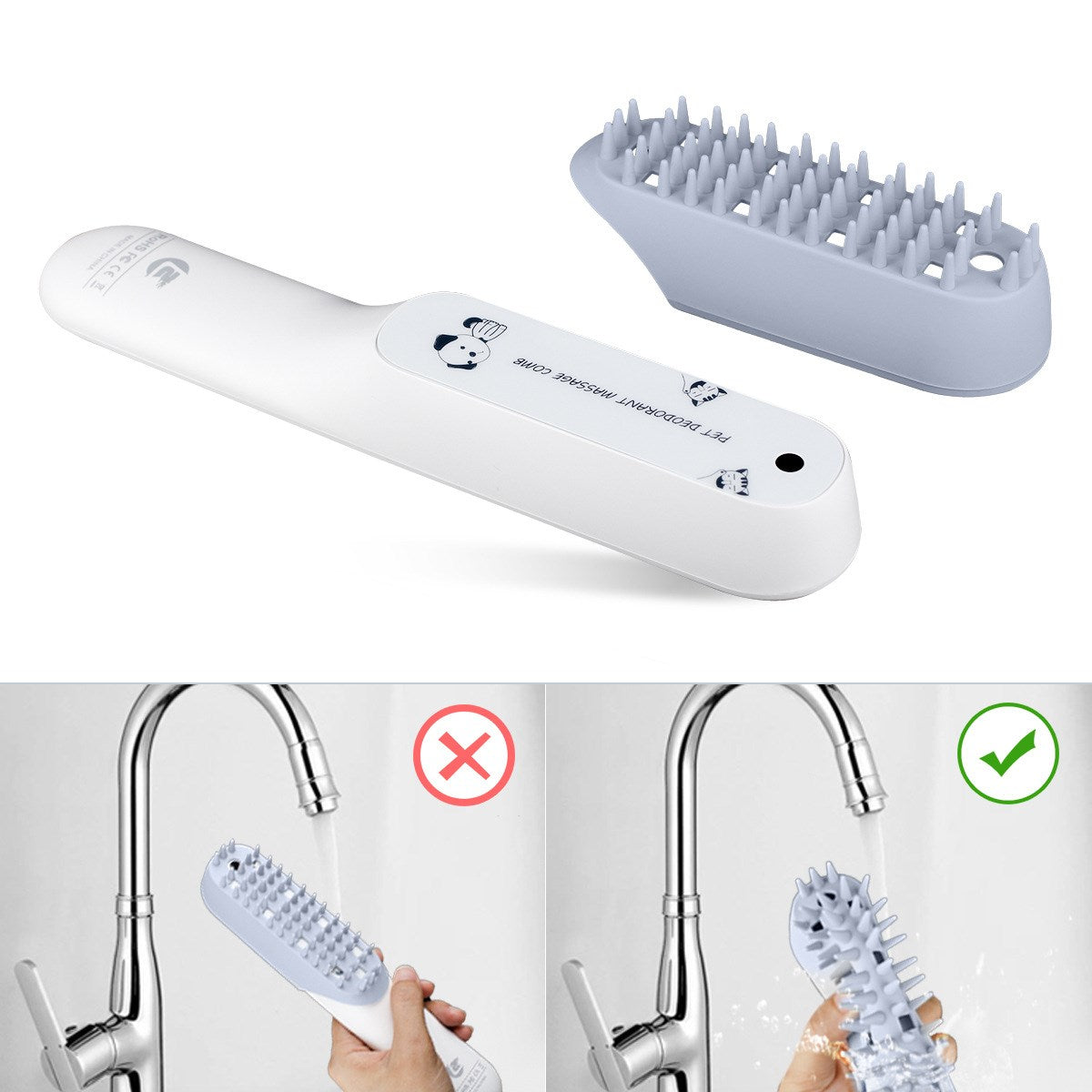 Silicone Pet Massage Brush Deodorizing Grooming Comb Fur Removal Tool