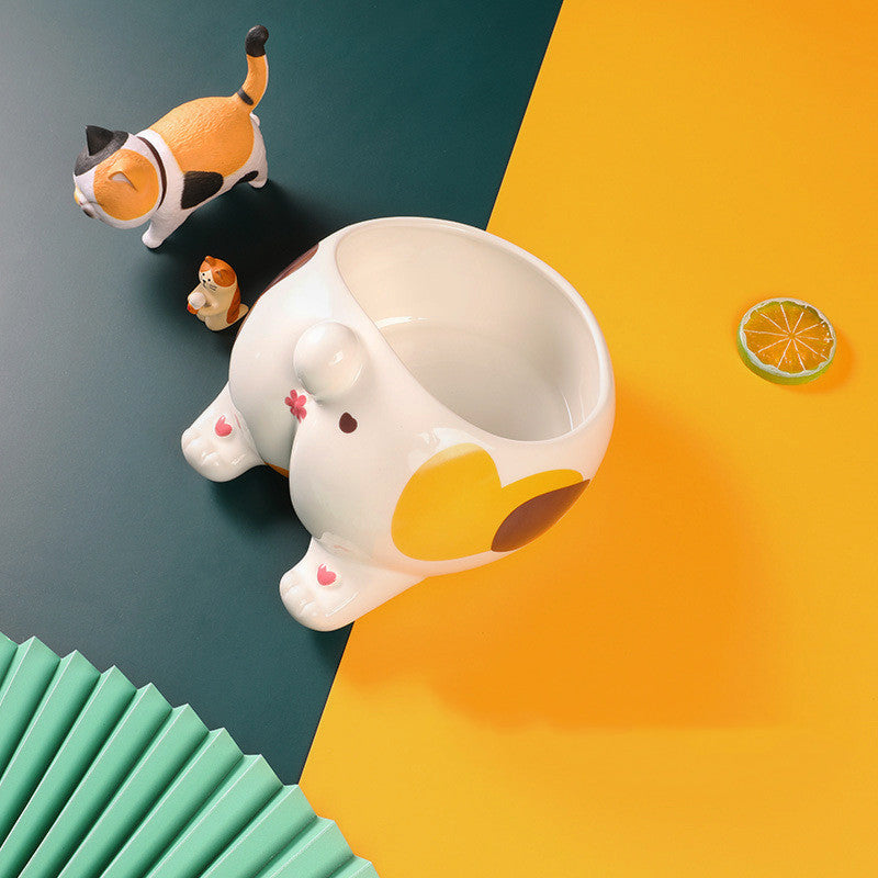 High Foot Ceramic Pet Feeding Bowl Single Mouth Water And Food Holder