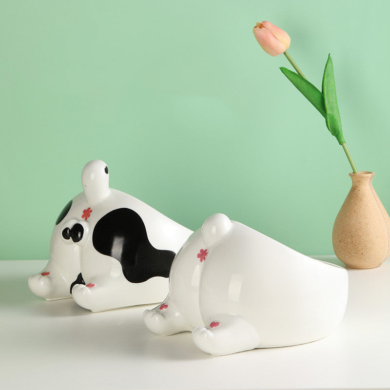 High Foot Ceramic Pet Feeding Bowl Single Mouth Water And Food Holder