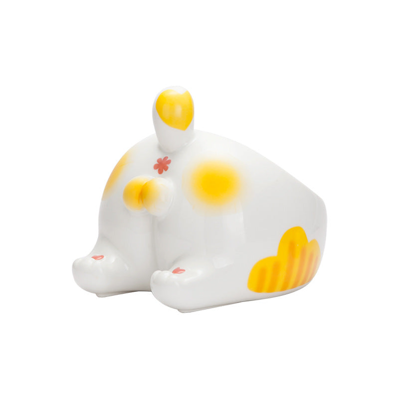 High Foot Ceramic Pet Feeding Bowl Single Mouth Water And Food Holder