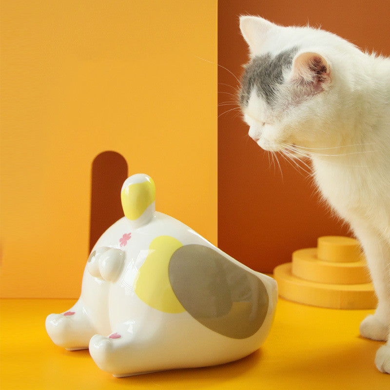 High Foot Ceramic Pet Feeding Bowl Single Mouth Water And Food Holder