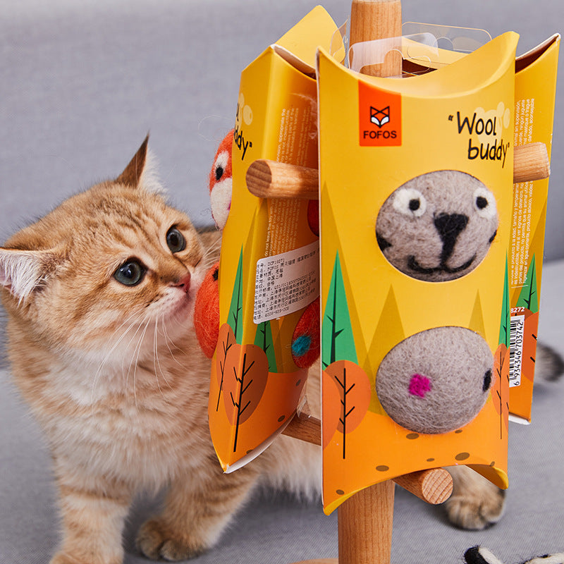 Colorful Felt Pet Stretch Ball Interactive Bell Chew Toy