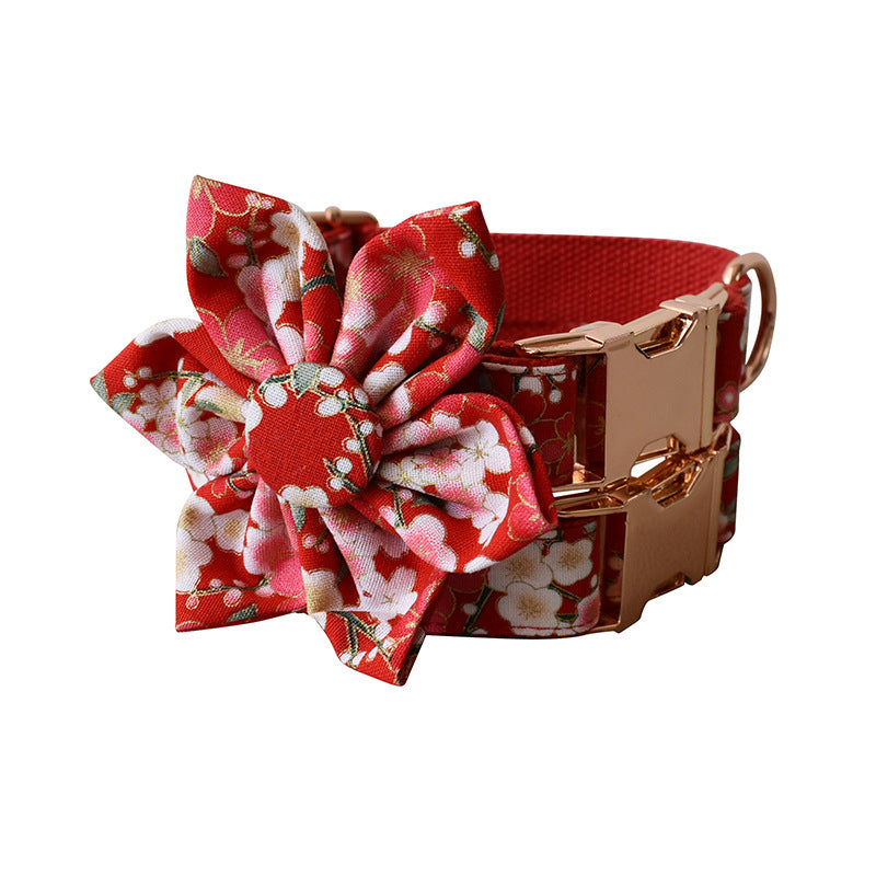 Pet Floral Collar And Leash Set Female Walking Tool