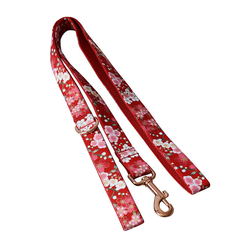Pet Floral Collar And Leash Set Female Walking Tool