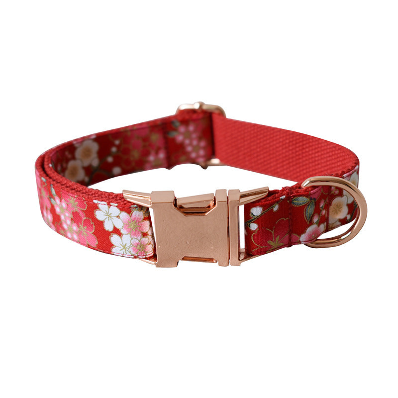 Pet Floral Collar And Leash Set Female Walking Tool