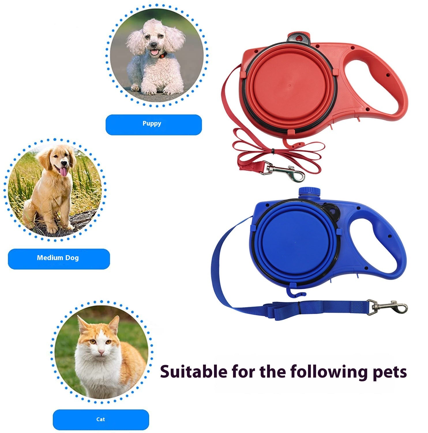 Pet 3 In 1 Outdoor Walking Water Bottle Leash Tool