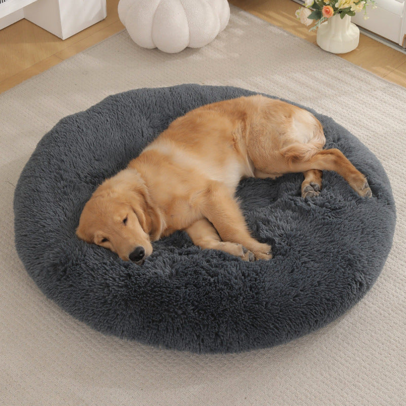 Round Plush Pet Bed Mat Warm Comfortable Sleep Cushion