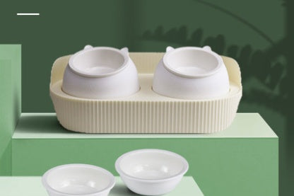 Ceramic Pet Food Bowl With Cervical Spine Support Bow
