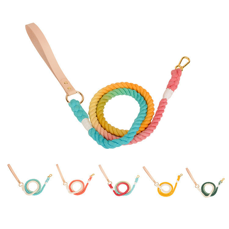 Gradient Rainbow Pet Traction Leash Colorful Walking Tool