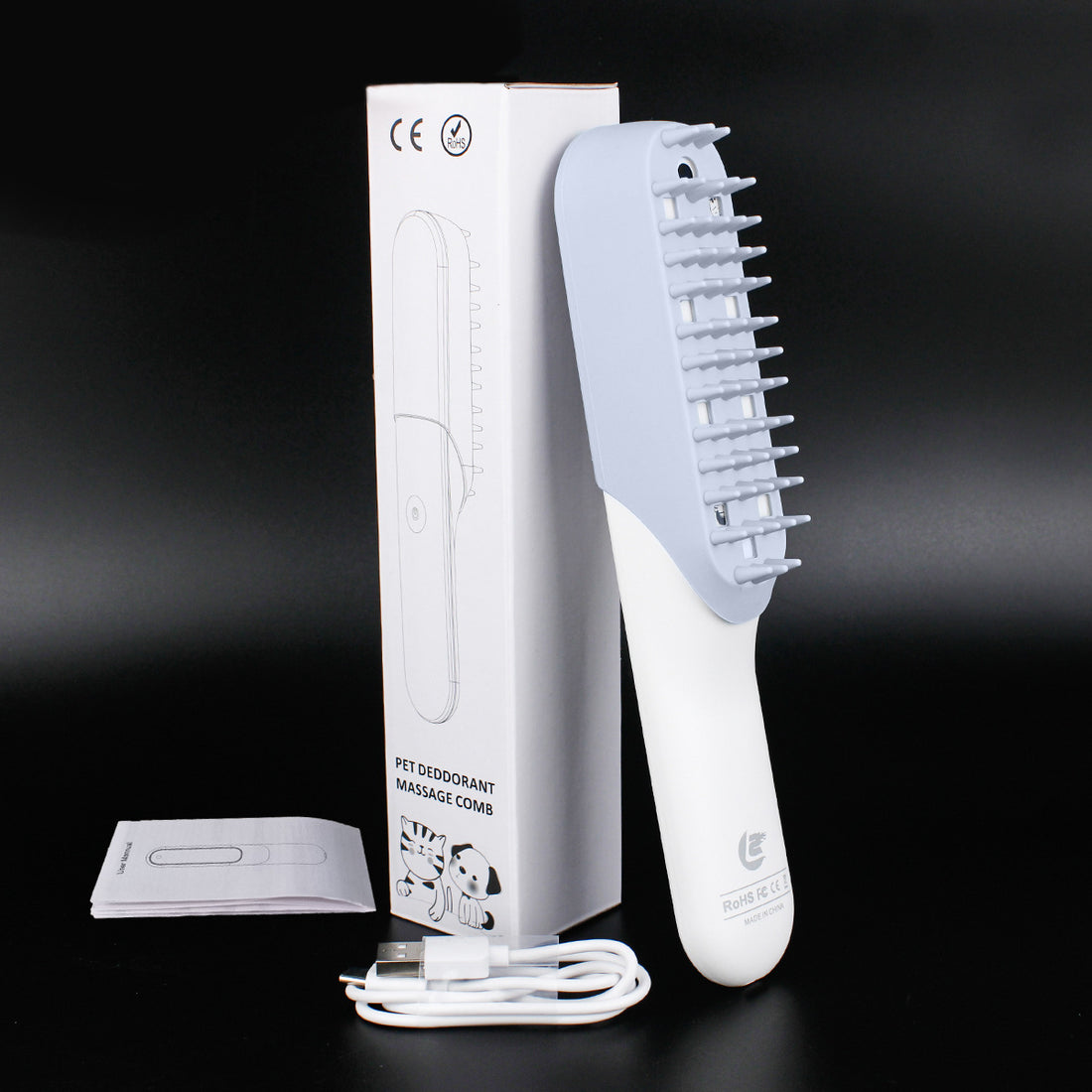 Silicone Pet Massage Brush Deodorizing Grooming Comb Fur Removal Tool
