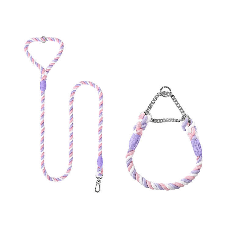 Woven Cotton Pet Collar And Leash Set Walking Tool