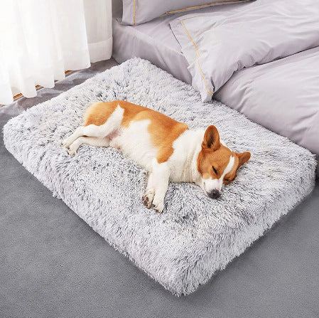 Plush Square Pet Bed With Memory Foam Deep Sleep Comfort