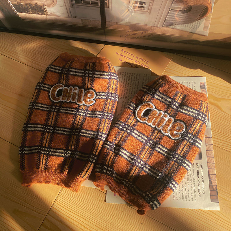 Vintage Plaid Pet Sweater Warm Clothing