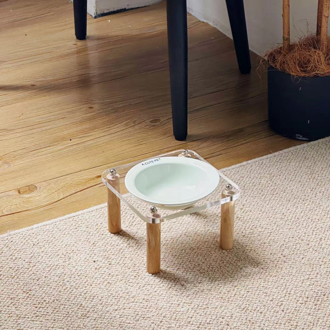 Anti Tumble Ceramic Double Bowl Pet Feeder With Elevated Stand