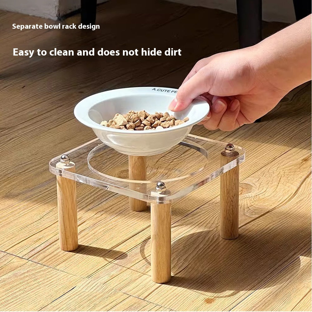 Anti Tumble Ceramic Double Bowl Pet Feeder With Elevated Stand