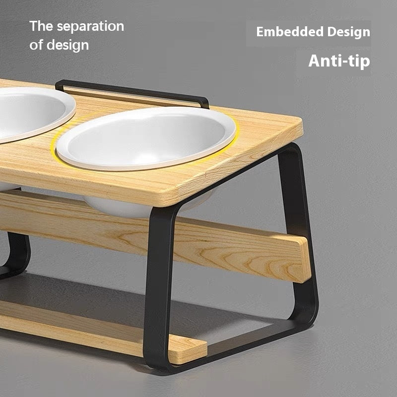 Ceramic Double Pet Bowl With Cervical Spine Support Hol