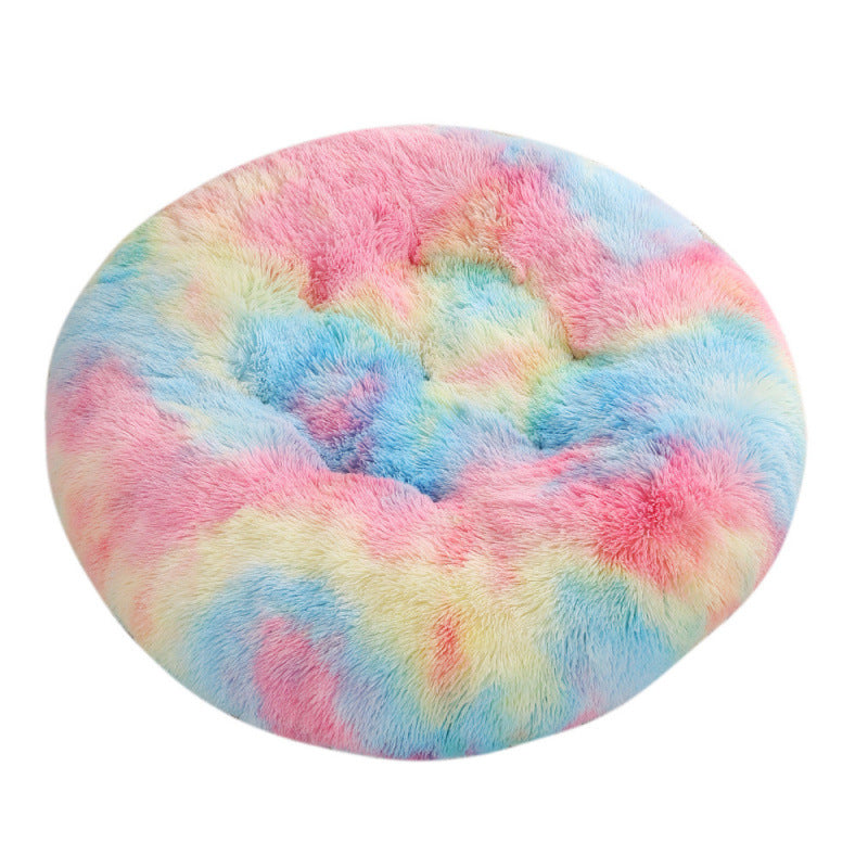 Round Plush Pet Bed Mat Warm Comfortable Sleep Cushion