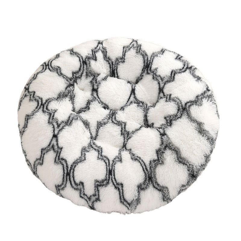Round Plush Pet Bed Mat Warm Comfortable Sleep Cushion