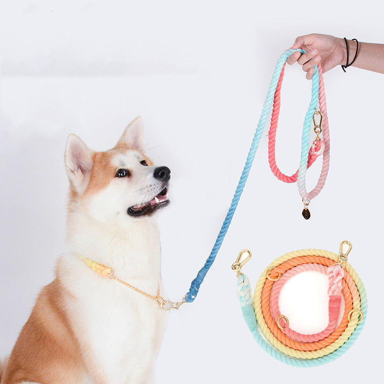 Gradient Rainbow Pet Traction Leash Colorful Walking Tool