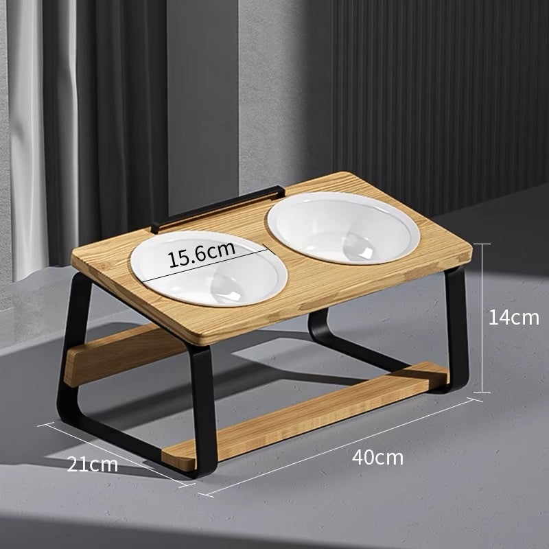 Ceramic Double Pet Bowl With Cervical Spine Support Hol
