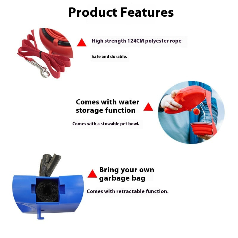 Pet 3 In 1 Outdoor Walking Water Bottle Leash Tool