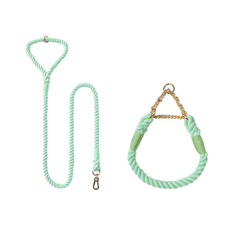 Woven Cotton Pet Collar And Leash Set Walking Tool