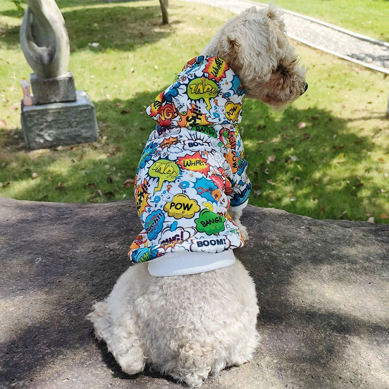 Pet Graffiti Print Letter Hoodie Clothing Suit