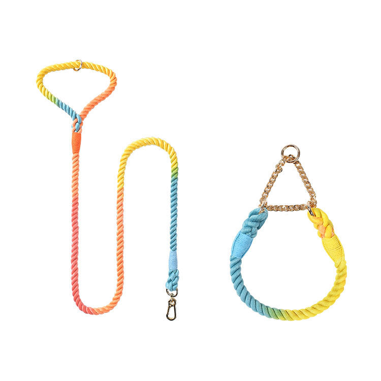 Woven Cotton Pet Collar And Leash Set Walking Tool