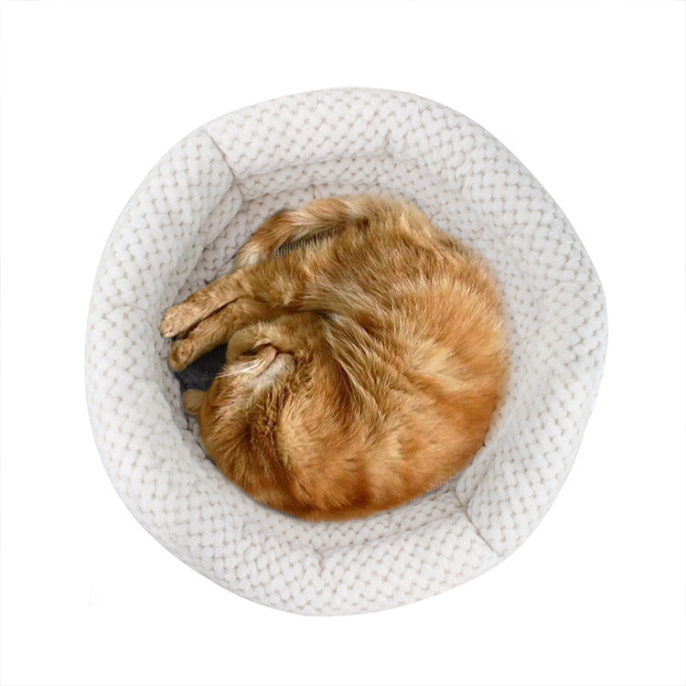 Semi Closed Round Ice Velvet Pet Bed For Deep Sleep Comfort