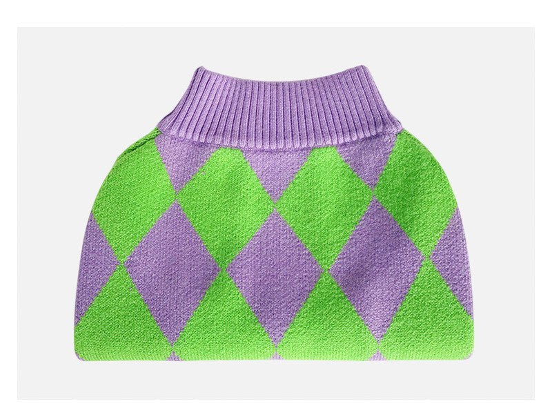 Trendy Plaid Pet Sweater Warm Fashion Clothing