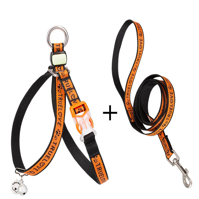 Pet Bell Chest Harness Vest Leash Walking Set