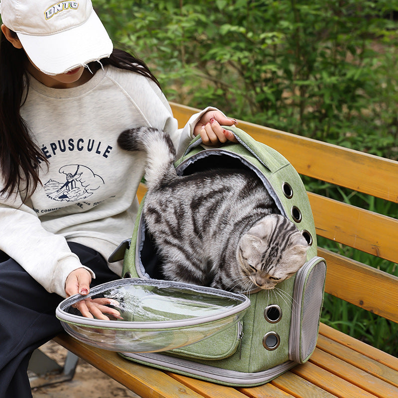 Portable Pet Backpack Transparent Space Capsule Travel Carrier Bag