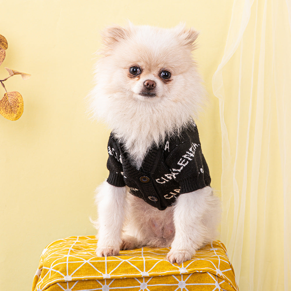 Autumn Winter Thick Pet Cardigan Sweater Warm Clothes