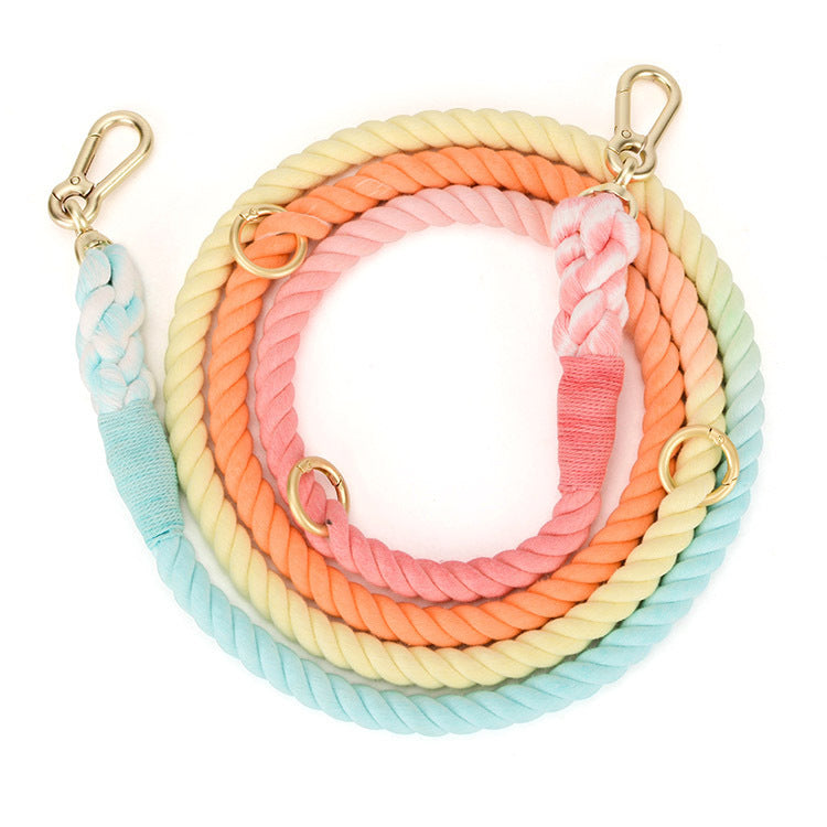 Gradient Rainbow Pet Traction Leash Colorful Walking Tool