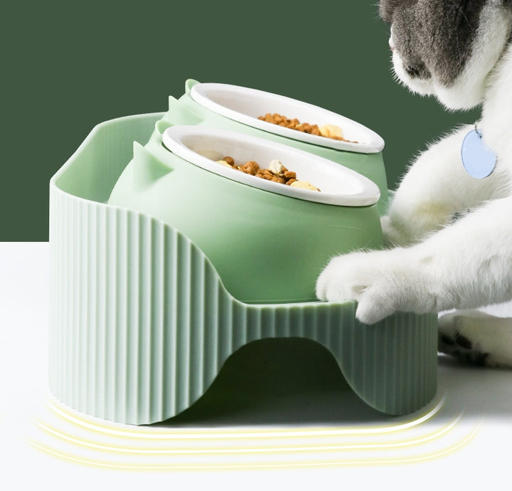 Ceramic Pet Food Bowl With Cervical Spine Support Bow