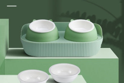 Ceramic Pet Food Bowl With Cervical Spine Support Bow
