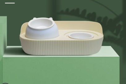 Ceramic Pet Food Bowl With Cervical Spine Support Bow