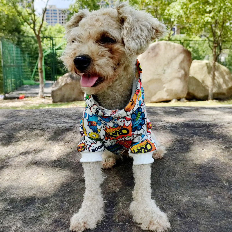 Pet Graffiti Print Letter Hoodie Clothing Suit