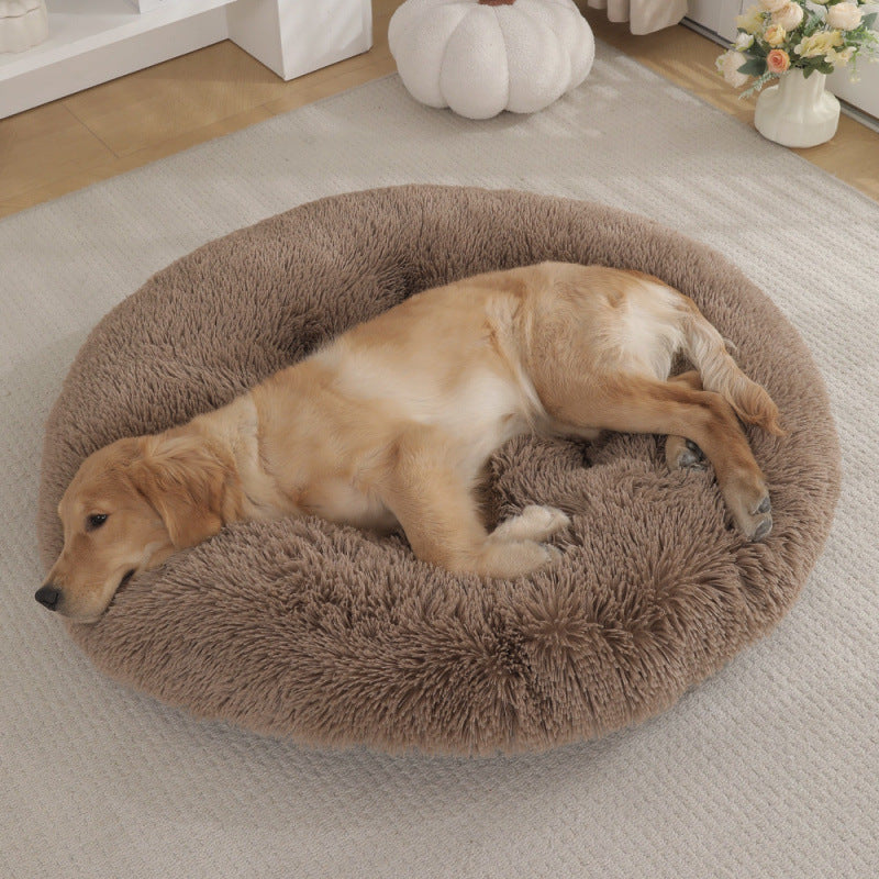 Round Plush Pet Bed Mat Warm Comfortable Sleep Cushion