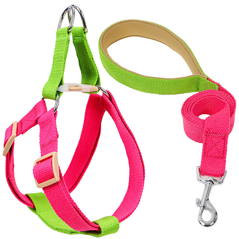 Color Pet Drawstring Vest Style Harness Pet Leash