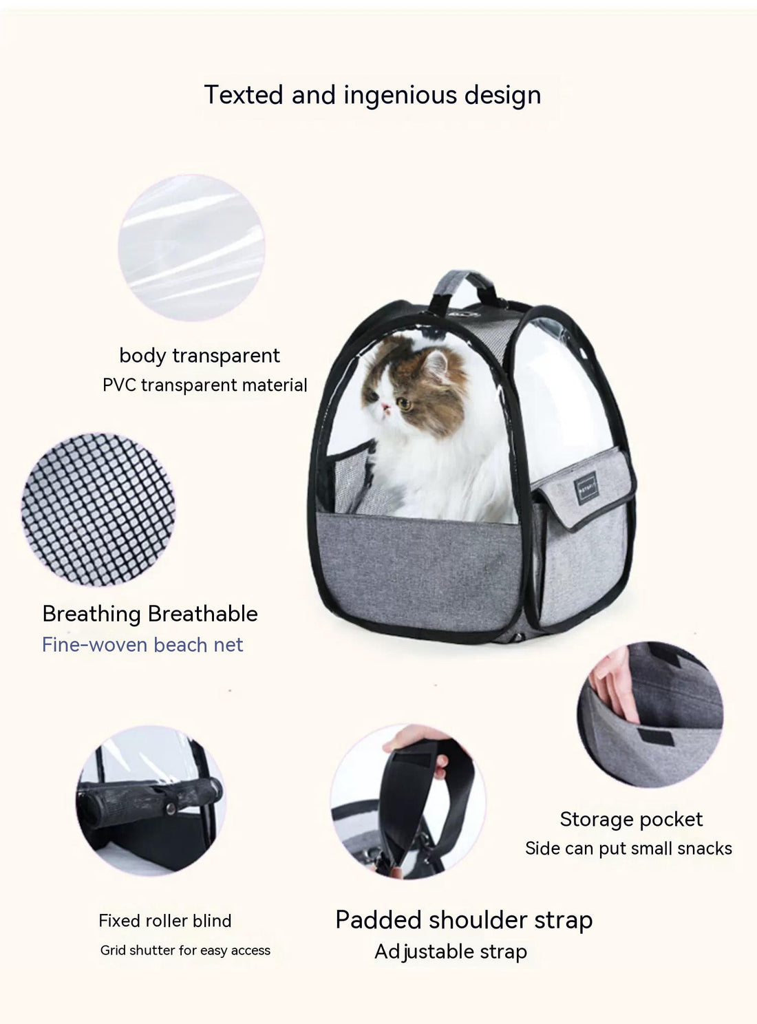 Pet Transparent Foldable Portable Handheld Travel Bag