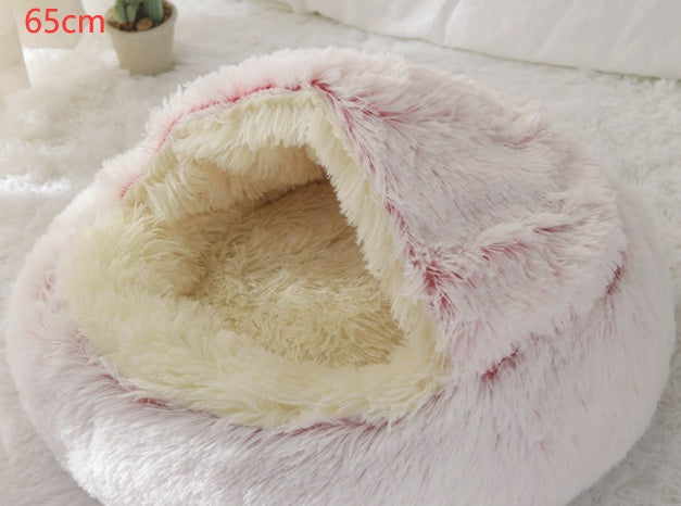 2 In 1 Pet Winter Round Plush Warm Sleeping Bed