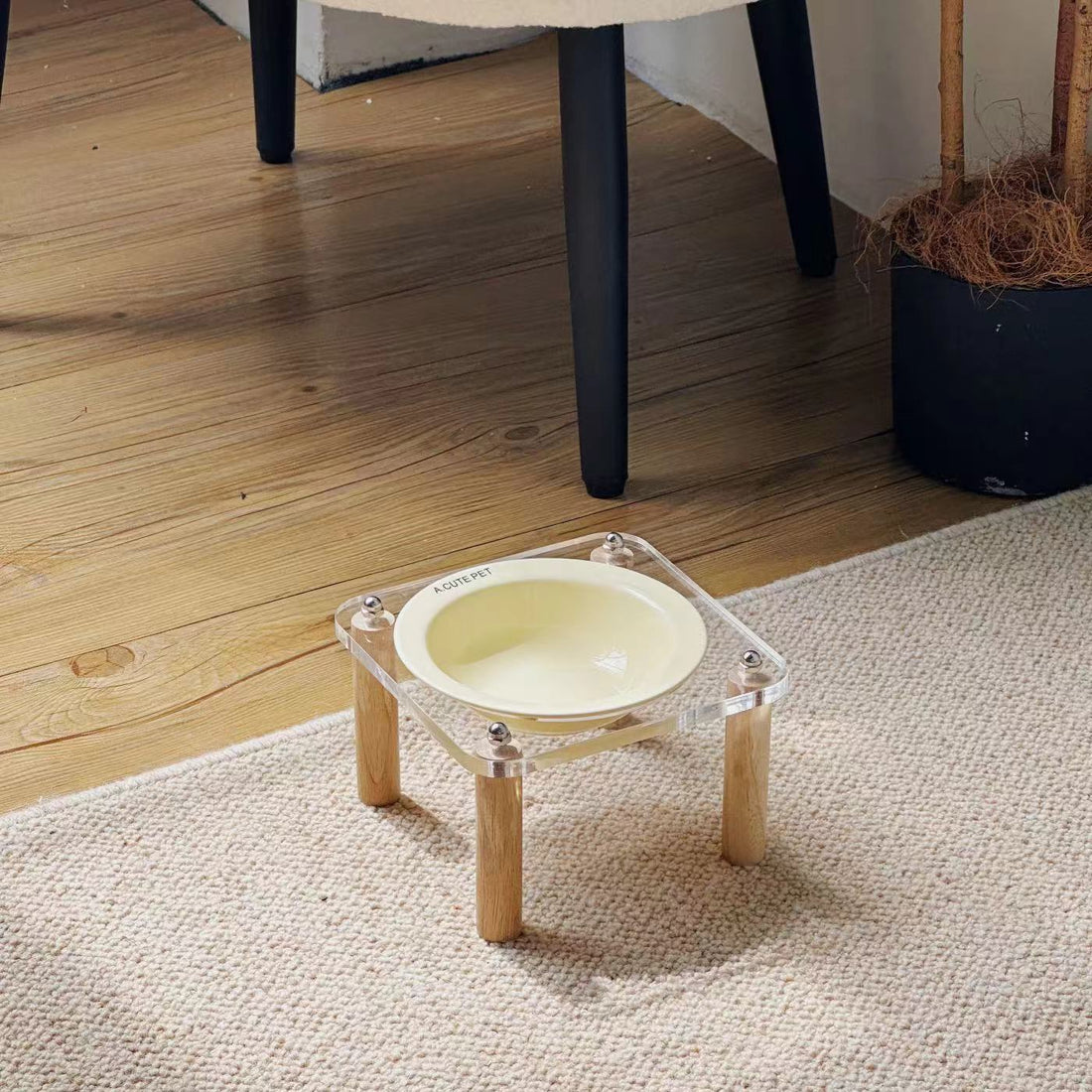 Anti Tumble Ceramic Double Bowl Pet Feeder With Elevated Stand