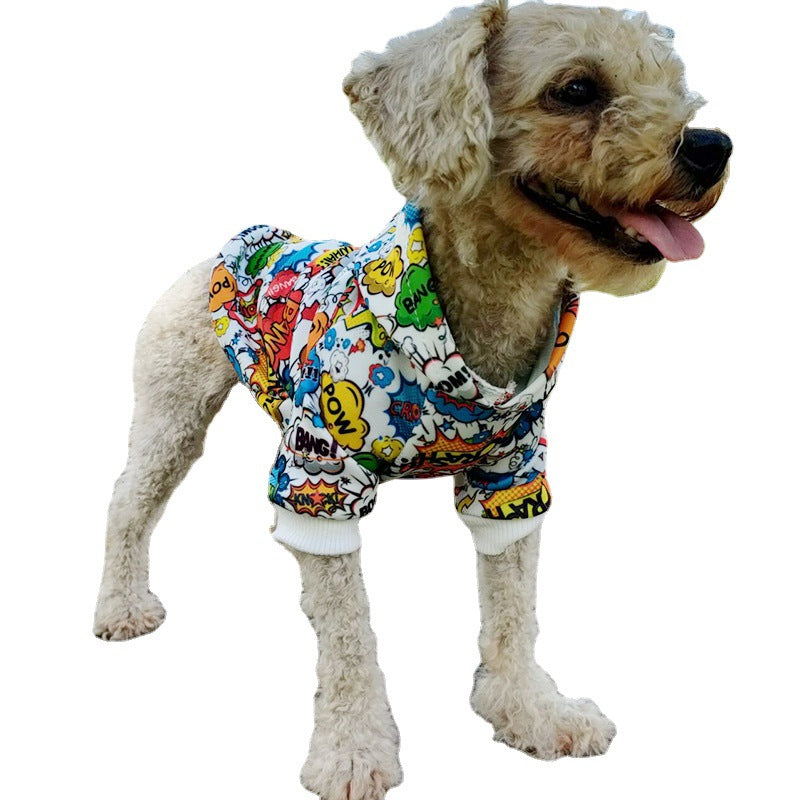 Pet Graffiti Print Letter Hoodie Clothing Suit